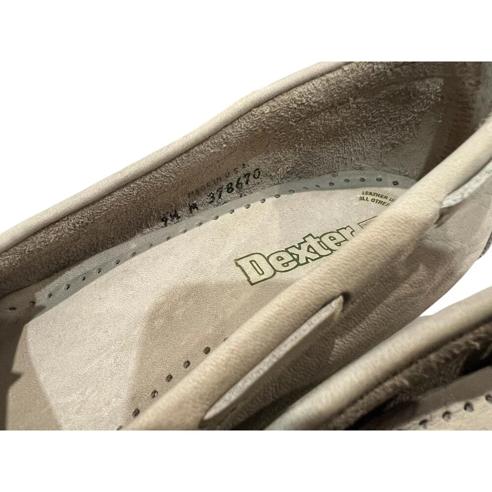 Dexter Women's Vintage USA Made Beige Leather Kiltie Moccasin Loafers  US 9.5